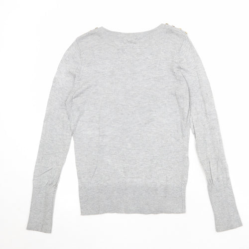 H&M Womens Grey Round Neck Viscose Pullover Jumper Size M