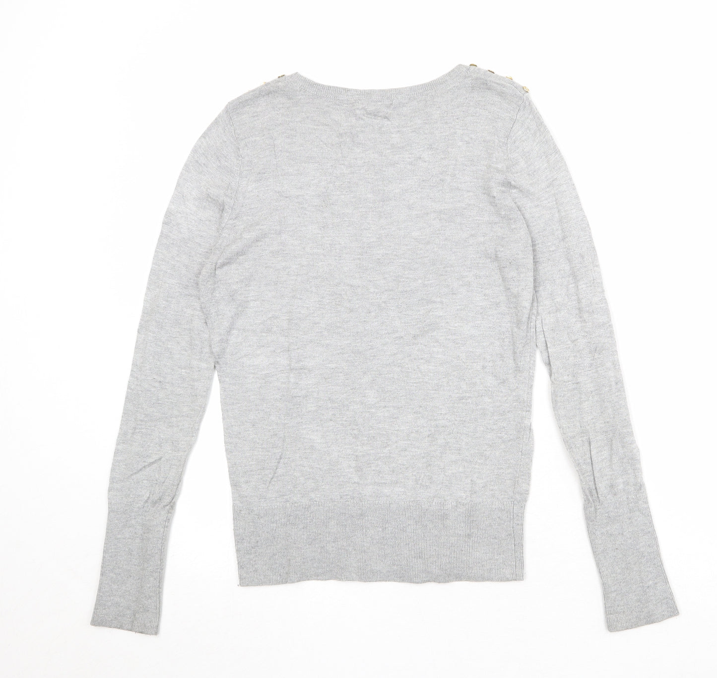 H&M Womens Grey Round Neck Viscose Pullover Jumper Size M
