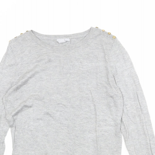 H&M Womens Grey Round Neck Viscose Pullover Jumper Size M