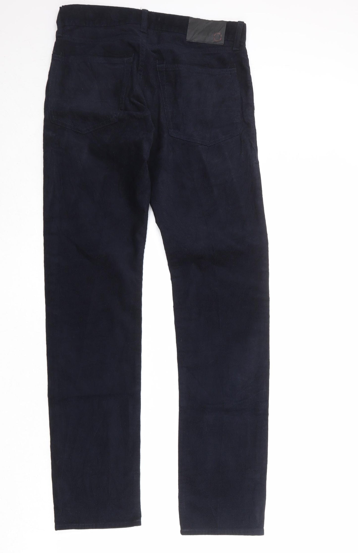 Marks and Spencer Mens Blue Cotton Trousers Size 30 in Slim Zip