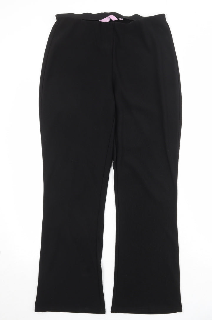 Sarah Hamilton Womens Black Polyacrylate Fibre Trousers Size 14 Regular