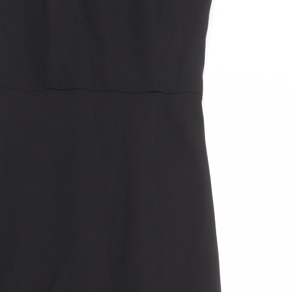 Zara Womens Black Polyester Slip Dress Size XS Square Neck Zip