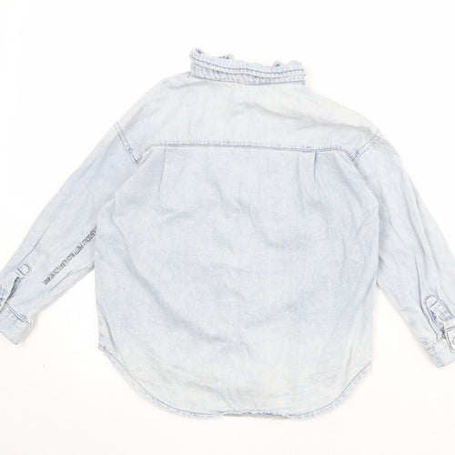 MW Kids Boys Blue Paisley Cotton Basic Button-Up Size 11 Years Collared Button - Slogan