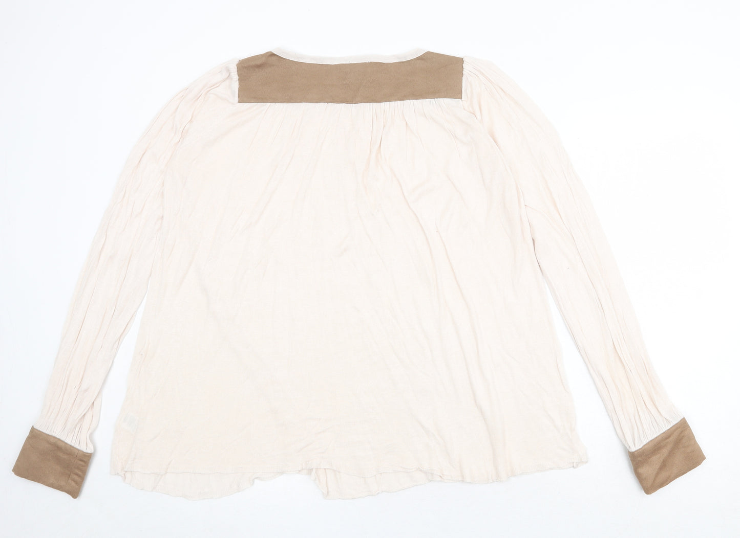 Warehouse Womens Beige Round Neck Viscose Pullover Jumper Size 12