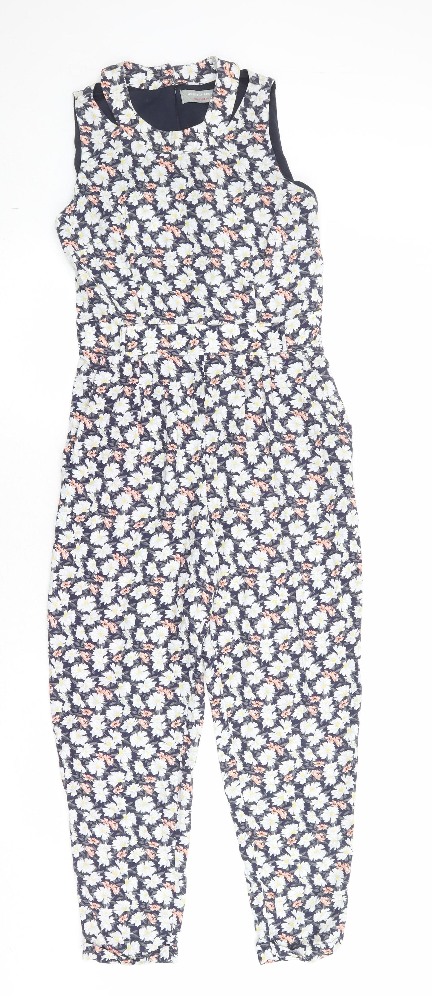 Dorothy Perkins Womens Multicoloured Floral Polyester Jumpsuit One-Piece Size 8 Zip