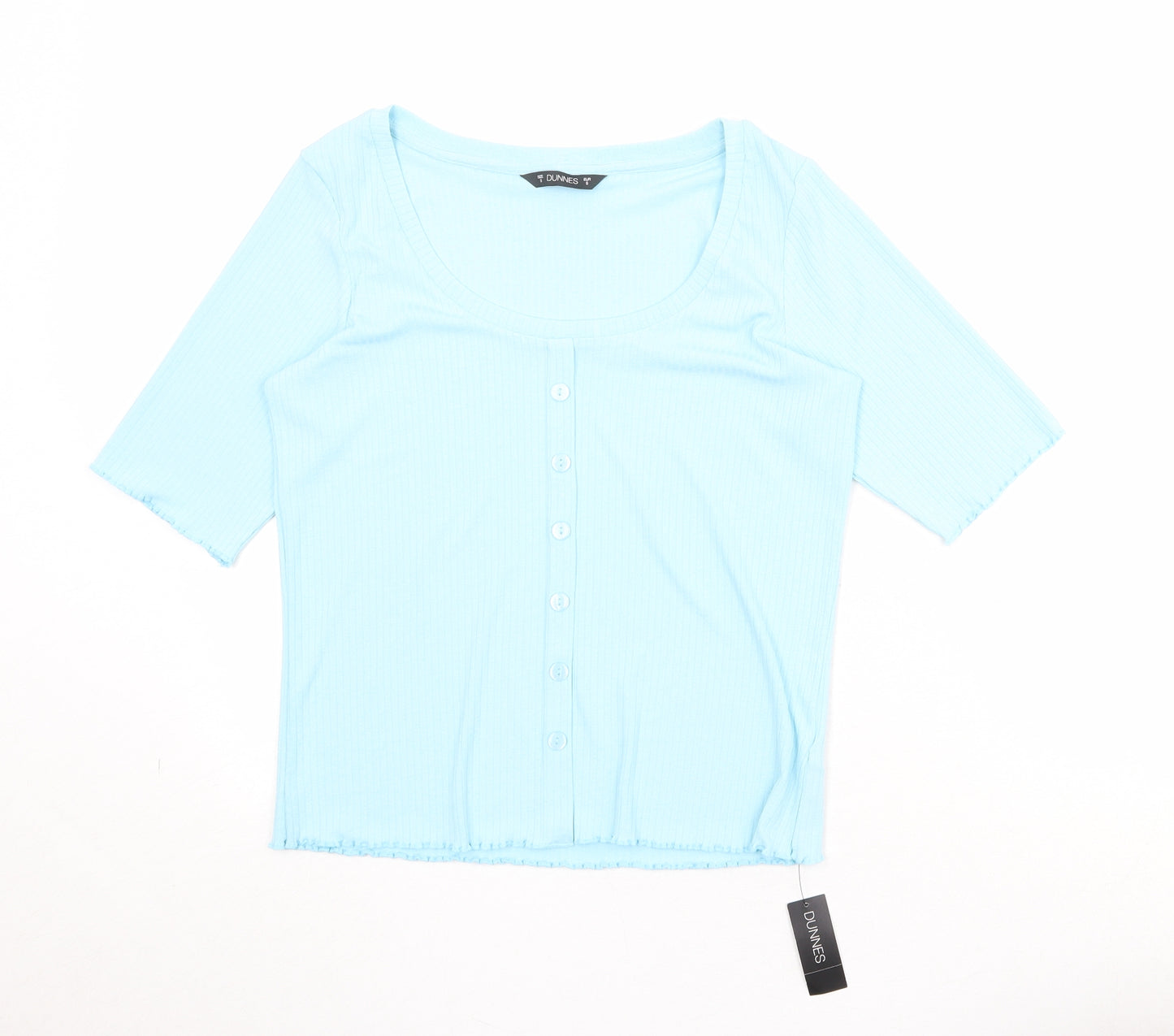 Dunnes Womens Blue Scoop Neck Polyester Cardigan Jumper Size S