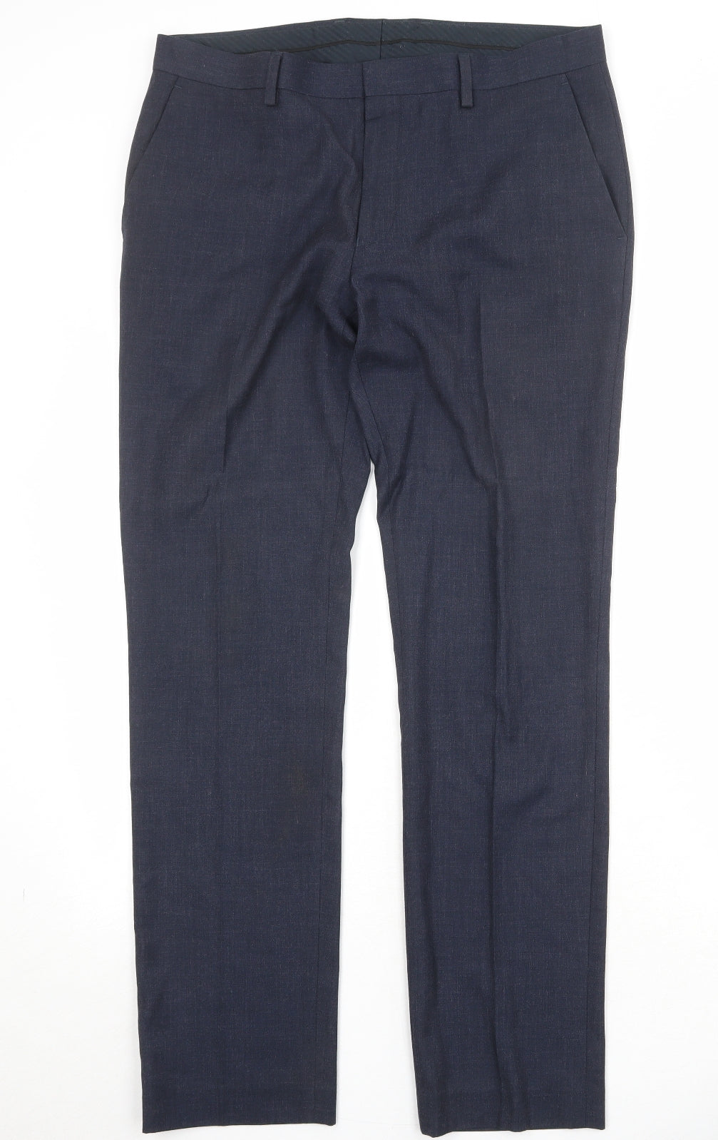 Topshop Mens Blue Polyester Dress Pants Trousers Size 34 in Regular Zip