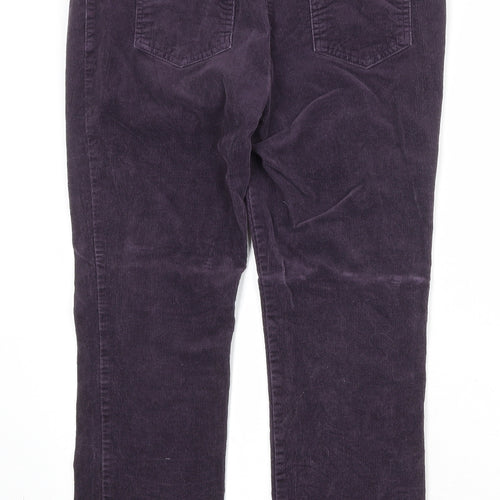 Per Una Womens Purple Cotton Trousers Size 12 Regular Zip