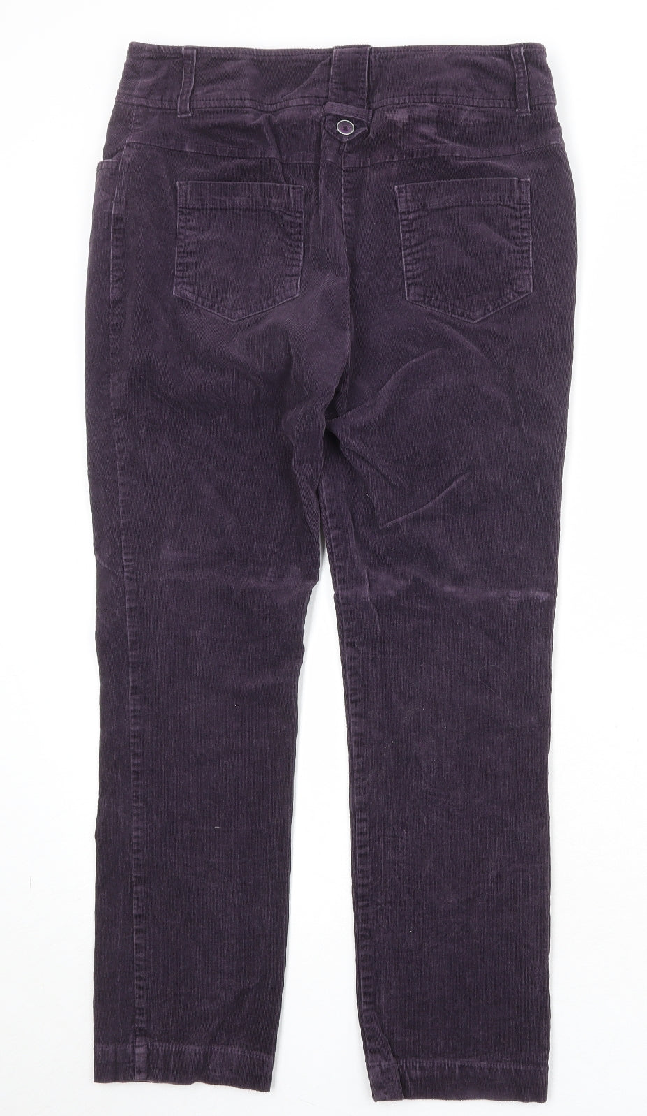 Per Una Womens Purple Cotton Trousers Size 12 Regular Zip