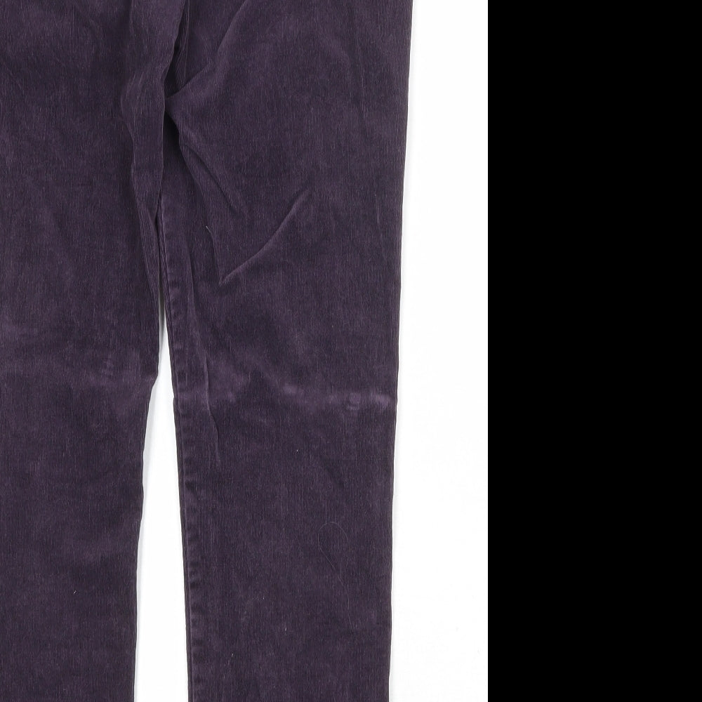 Per Una Womens Purple Cotton Trousers Size 12 Regular Zip