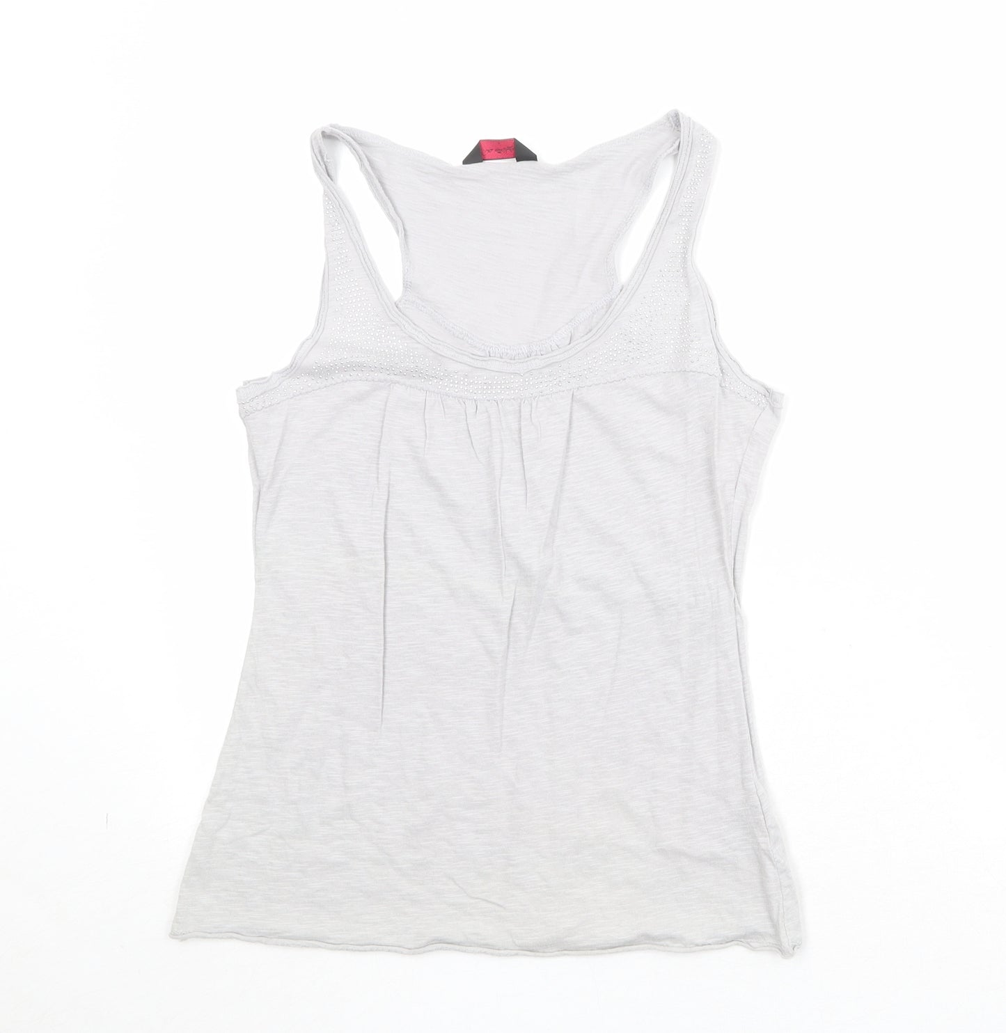 Miss Selfridge Womens Grey 100% Cotton Basic Tank Size 12 Round Neck