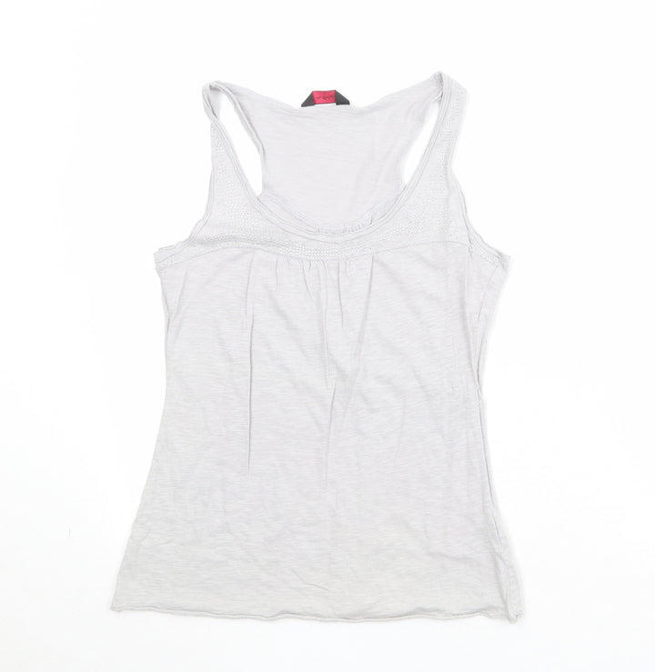 Miss Selfridge Womens Grey 100% Cotton Basic Tank Size 12 Round Neck