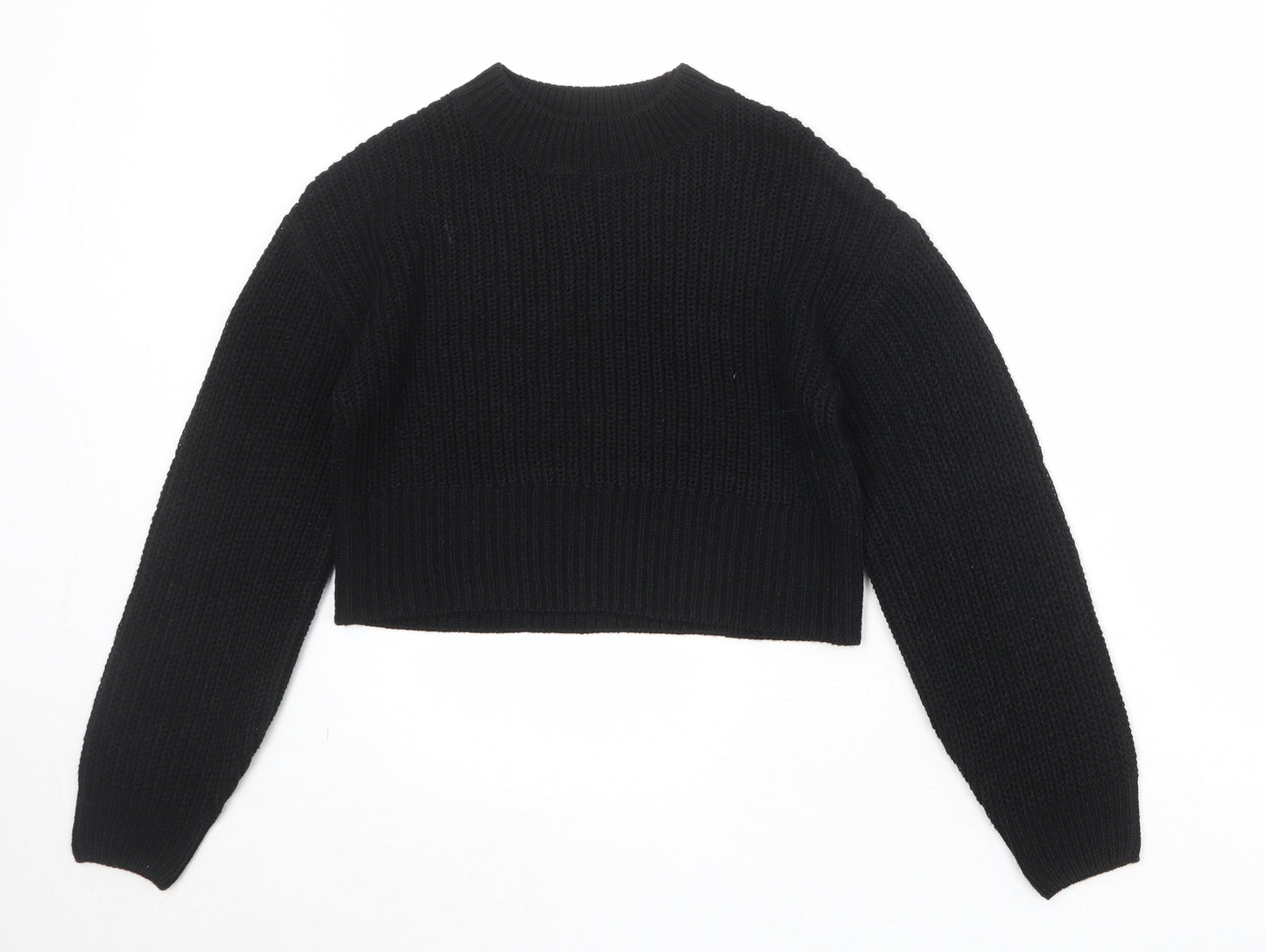 New Look Girls Black Crew Neck Acrylic Pullover Jumper Size 10-11 Years Pullover