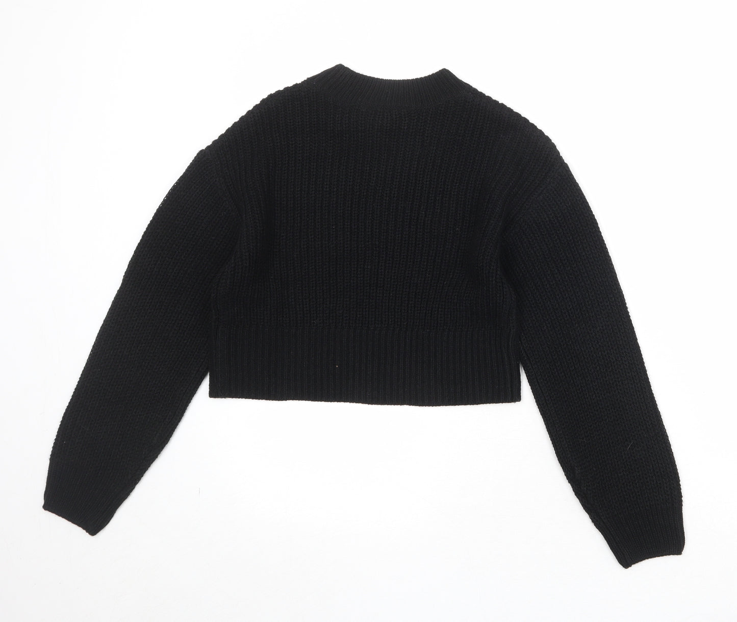 New Look Girls Black Crew Neck Acrylic Pullover Jumper Size 10-11 Years Pullover