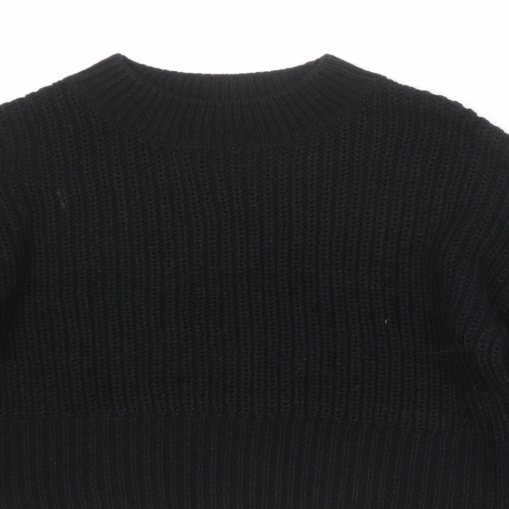 New Look Girls Black Crew Neck Acrylic Pullover Jumper Size 10-11 Years Pullover