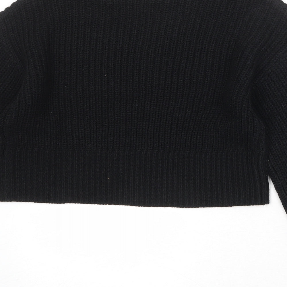 New Look Girls Black Crew Neck Acrylic Pullover Jumper Size 10-11 Years Pullover