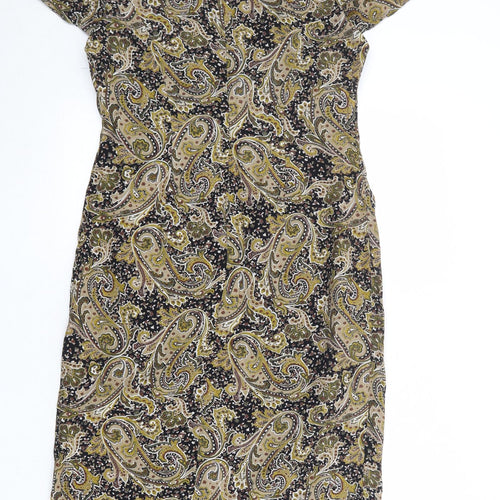 Annabelle Womens Multicoloured Paisley Viscose Sheath Size 10 Boat Neck Zip