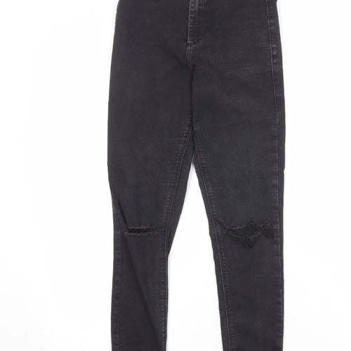 Topshop Womens Black Cotton Skinny Jeans Size 28 in Regular Zip