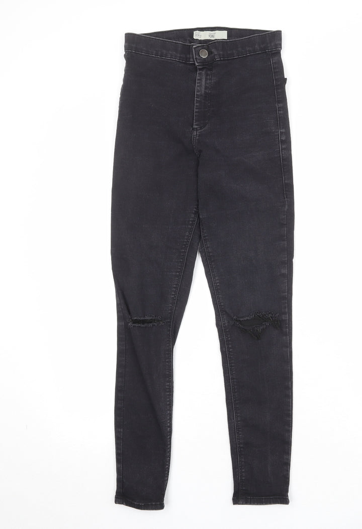 Topshop Womens Black Cotton Skinny Jeans Size 28 in Regular Zip