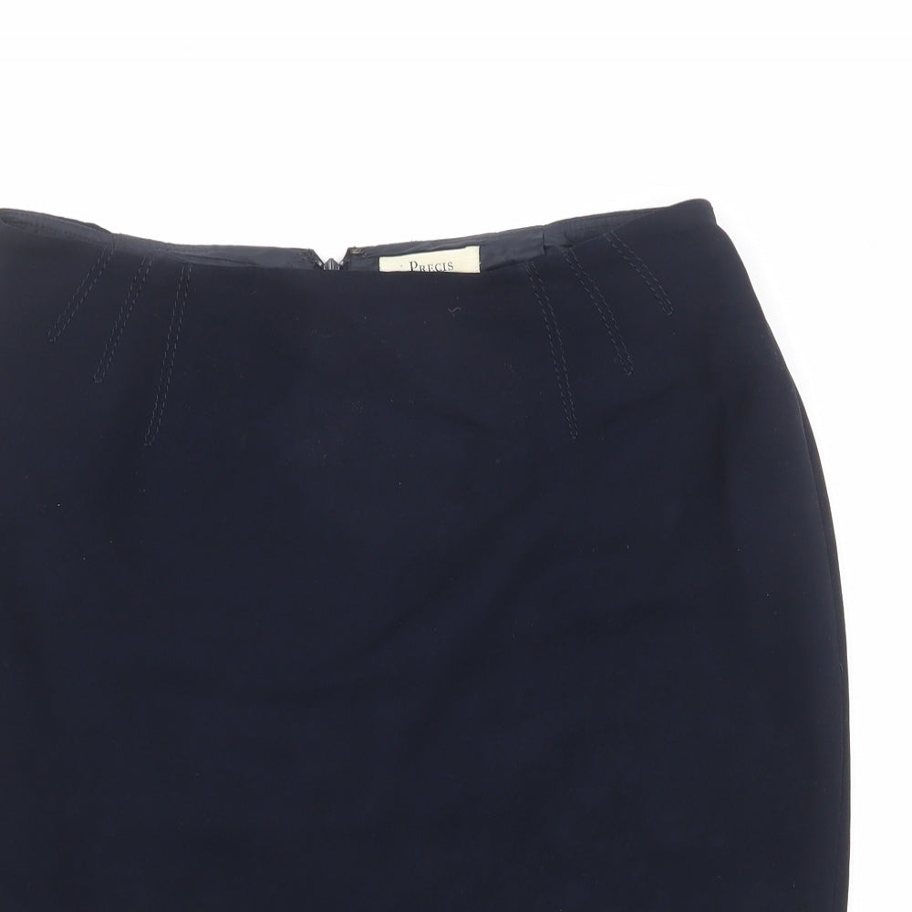 Precis Womens Black Polyester A-Line Skirt Size 12 Zip