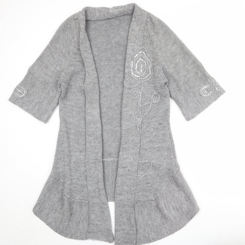 Roman Womens Grey V-Neck Wool Cardigan Jumper Size 10