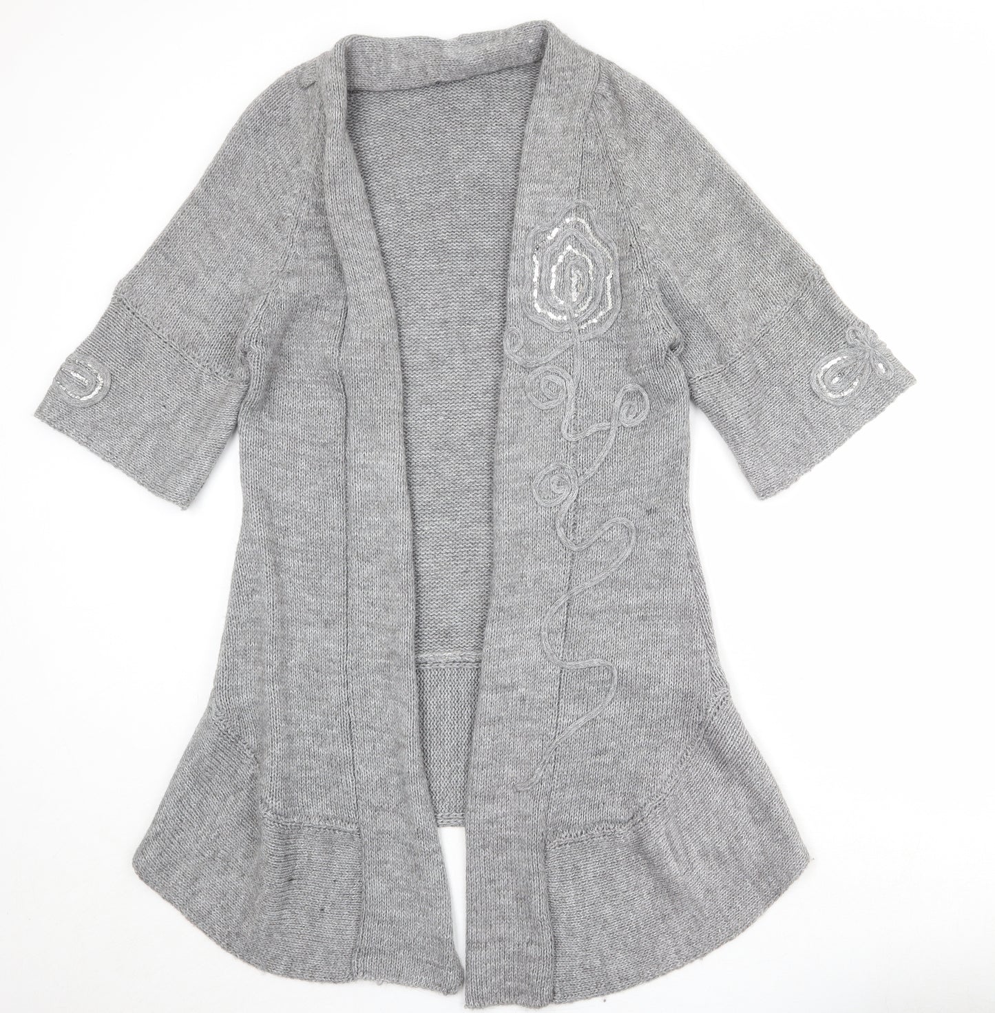 Roman Womens Grey V-Neck Wool Cardigan Jumper Size 10