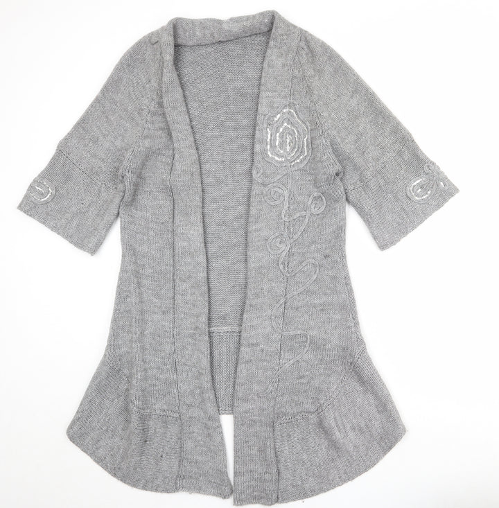 Roman Womens Grey V-Neck Wool Cardigan Jumper Size 10