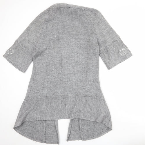 Roman Womens Grey V-Neck Wool Cardigan Jumper Size 10