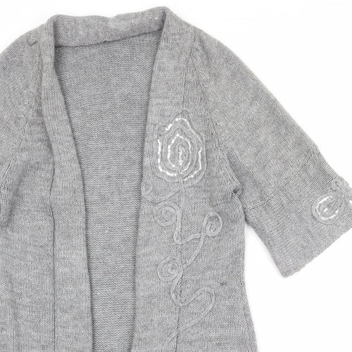 Roman Womens Grey V-Neck Wool Cardigan Jumper Size 10