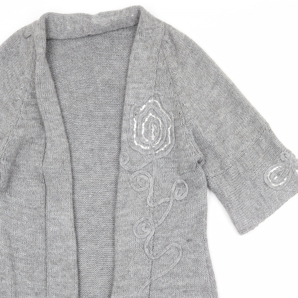 Roman Womens Grey V-Neck Wool Cardigan Jumper Size 10