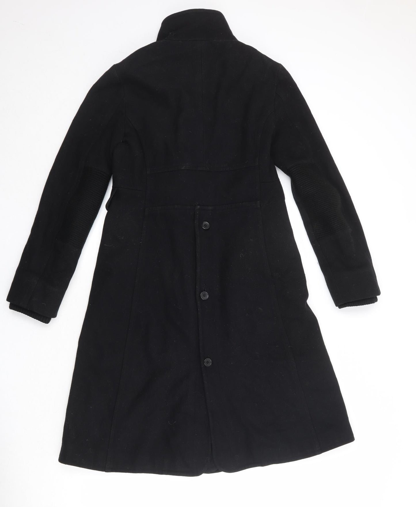 Mango Womens Black Overcoat Coat Size M Button