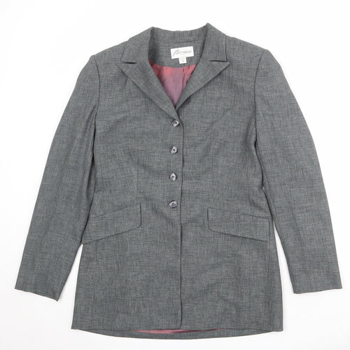 Barami Womens Grey Polyester Jacket Blazer Size 8