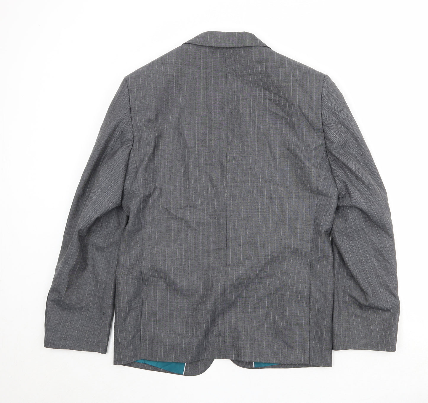 Marks and Spencer Mens Grey Striped Polyester Jacket Suit Jacket Size 38 Regular