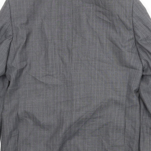 Marks and Spencer Mens Grey Striped Polyester Jacket Suit Jacket Size 38 Regular
