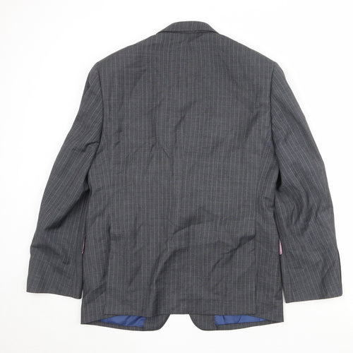 Marks and Spencer Mens Grey Striped Wool Jacket Suit Jacket Size 40 Regular