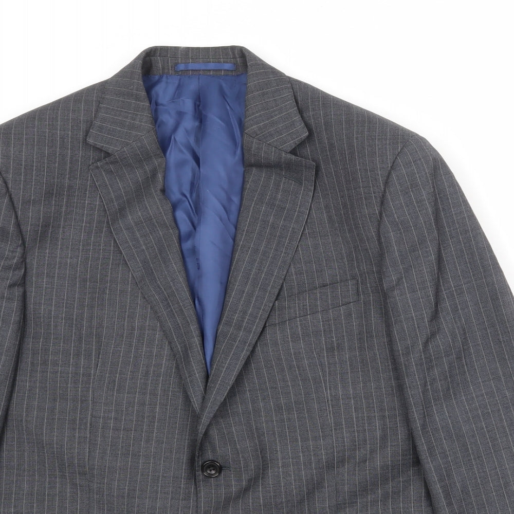 Marks and Spencer Mens Grey Striped Wool Jacket Suit Jacket Size 40 Regular