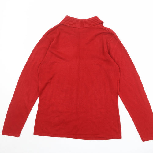 Dixie Womens Red Roll Neck Acrylic Pullover Jumper Size S - Size S/M