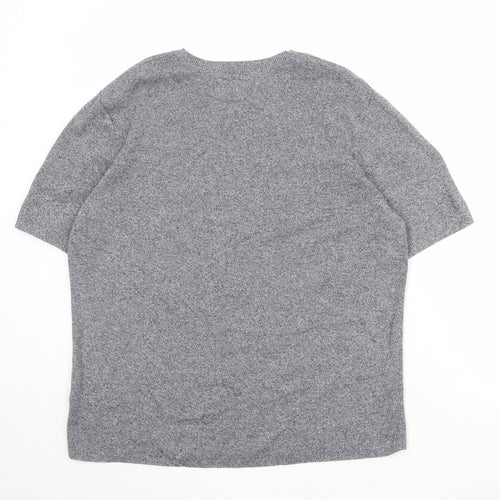 Topman Mens Grey Round Neck Cotton Pullover Jumper Size M Short Sleeve