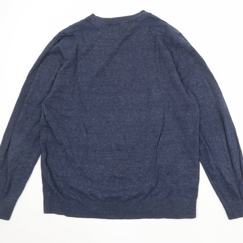 C&A Mens Blue Round Neck Cotton Pullover Jumper Size XL Long Sleeve