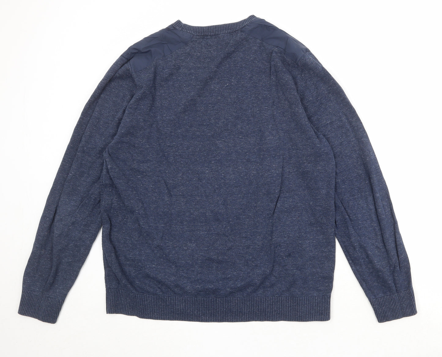 C&A Mens Blue Round Neck Cotton Pullover Jumper Size XL Long Sleeve