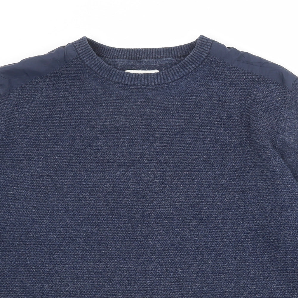 C&A Mens Blue Round Neck Cotton Pullover Jumper Size XL Long Sleeve