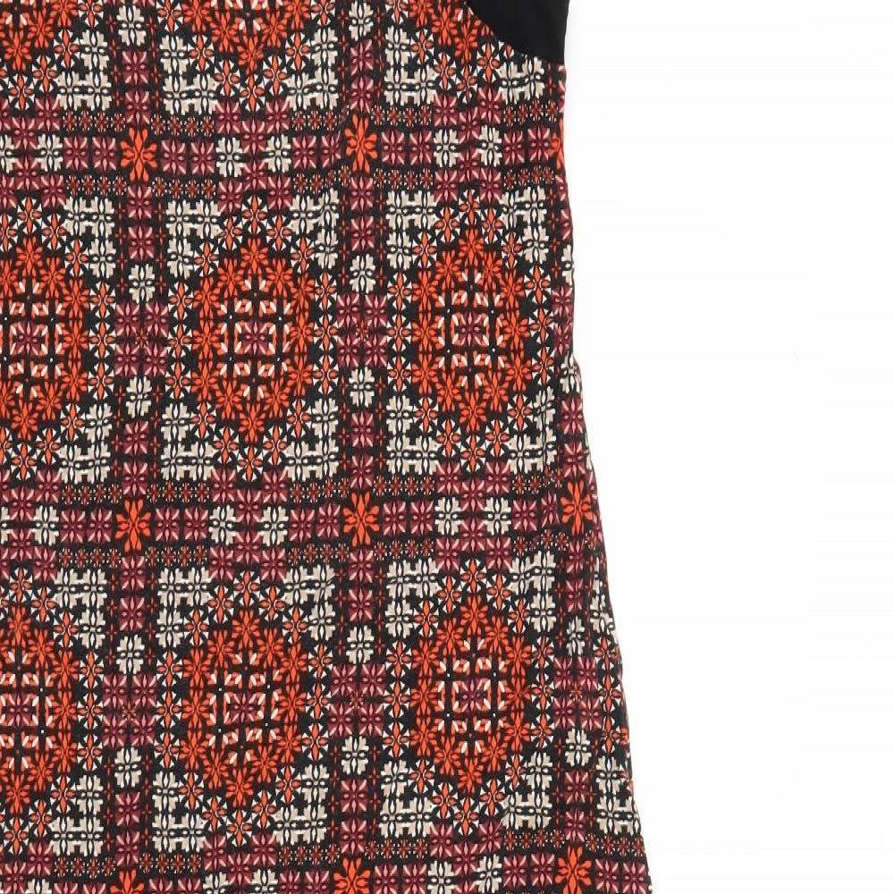 Wallis Womens Orange Geometric Viscose Tank Dress Size 12 Scoop Neck Pullover