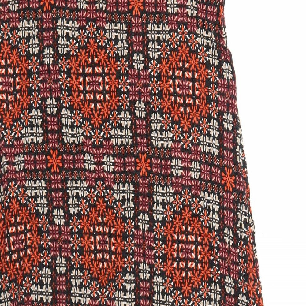 Wallis Womens Orange Geometric Viscose Tank Dress Size 12 Scoop Neck Pullover