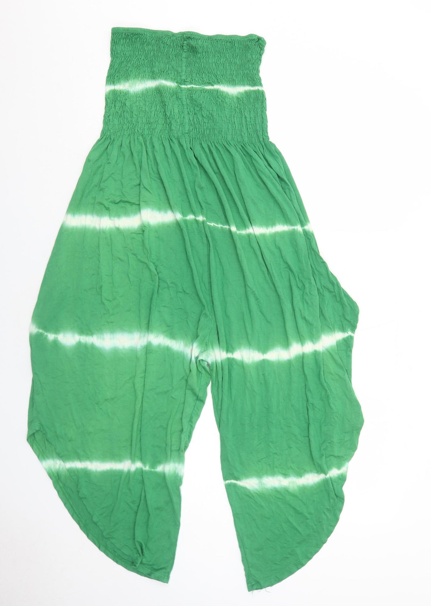 New Collection Womens Green Tie Dye Viscose Jumpsuit One-Piece Size 12 Pullover - Shirred Top