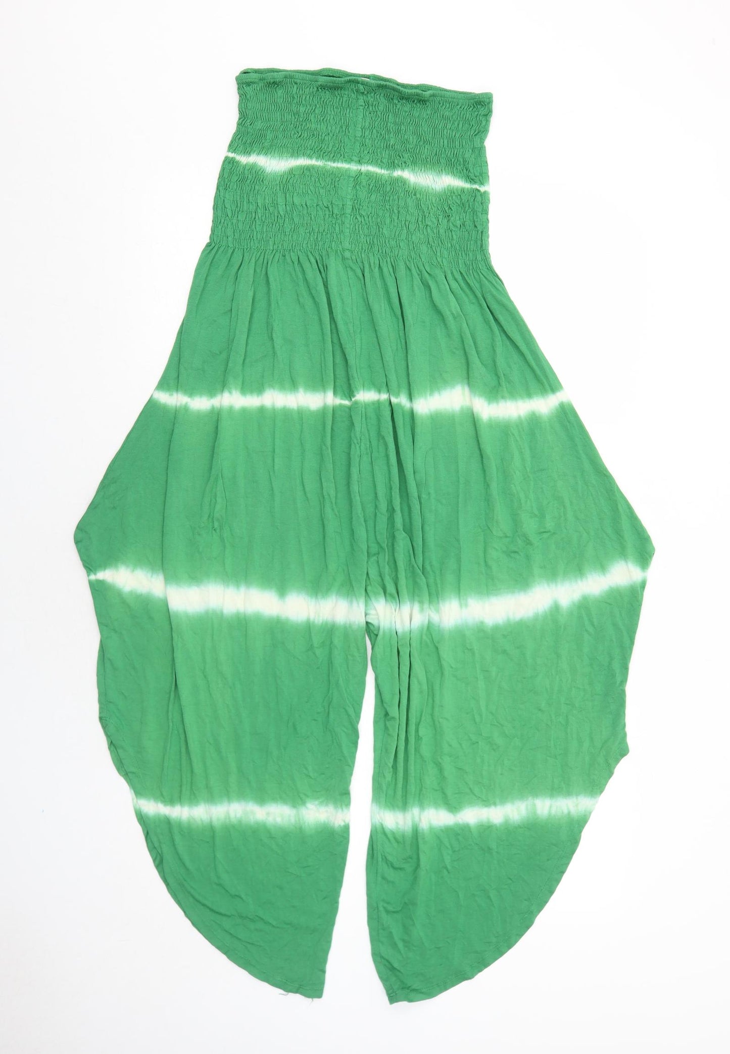 New Collection Womens Green Tie Dye Viscose Jumpsuit One-Piece Size 12 Pullover - Shirred Top