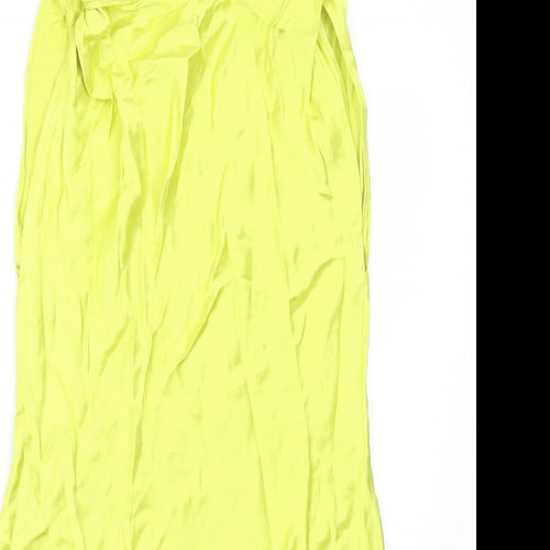 Marks and Spencer Womens Yellow Viscose Shift Size XS Boat Neck Pullover