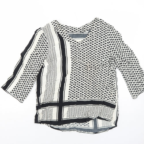 Saint Tropez Clothing Womens White Geometric Viscose Basic Blouse Size S V-Neck