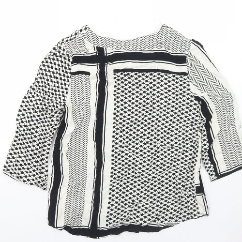 Saint Tropez Clothing Womens White Geometric Viscose Basic Blouse Size S V-Neck