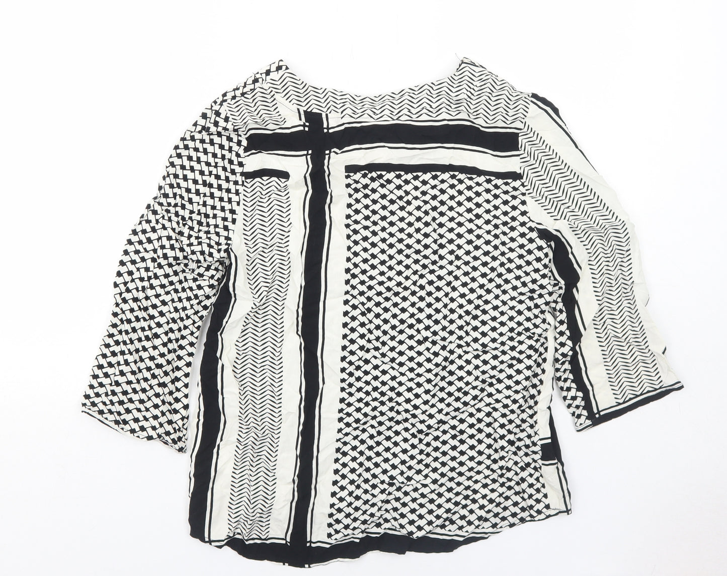 Saint Tropez Clothing Womens White Geometric Viscose Basic Blouse Size S V-Neck