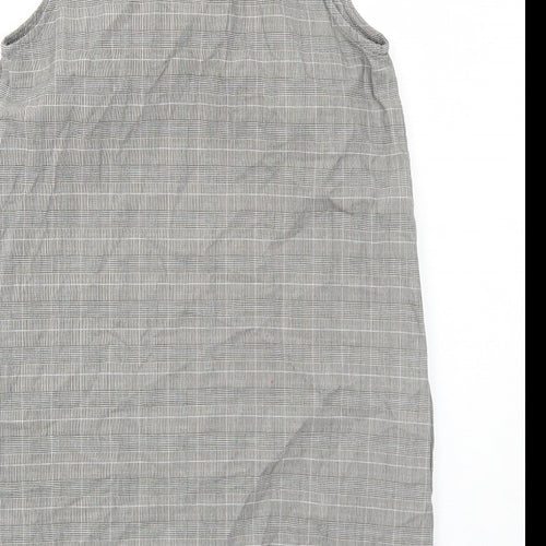 River Island Womens Grey Plaid Camel Shift Size 8 Round Neck Button